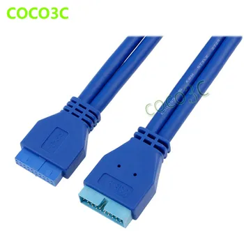 50cm Plokštė 19P / 20 Pin Vyrų ir Moterų Uosto Kabelis 5Gb/s USB 3.0 Antraštė M/F kabelis-prailgintojas